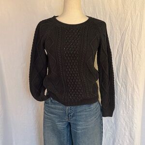 GAP Charcoal Grey Cable Knit Crewneck 100% Cotton Sweater